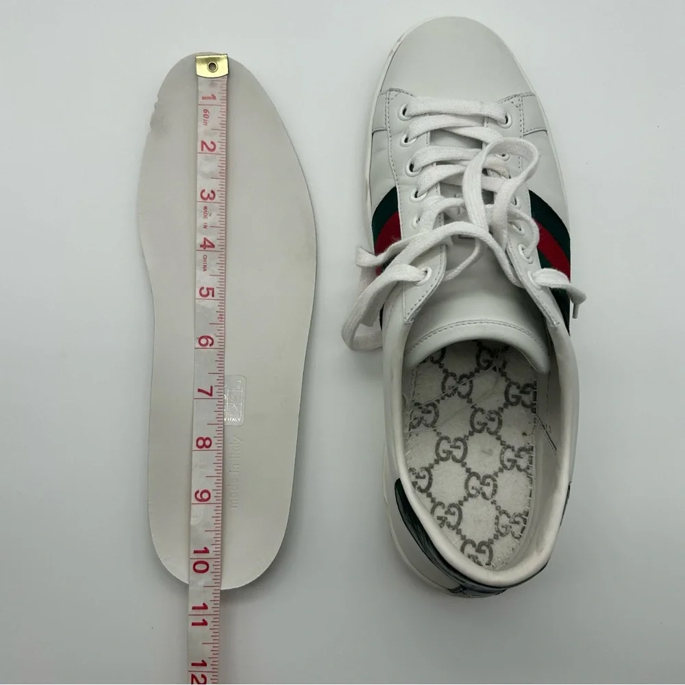 Gucci Ace Leather Low Top Stripe Lace up Sneakers Trainers Size 7